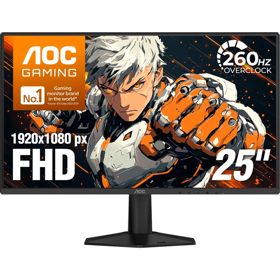 AOC 25" Gaming Monitor FHD 260Hz Overclocked IPS NVIDIA G-SYNC, 25G51Z
