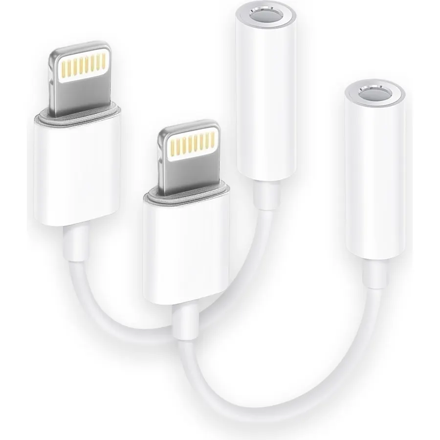 [Apple MFi Certified] 2 Pack Lightning to 3.5 mm Headphone Jack Adapter, iPhone Aux Adapter Converter Dongle Audio Cable Compatible with iPhone 14 13 12 11 X XS 8 7