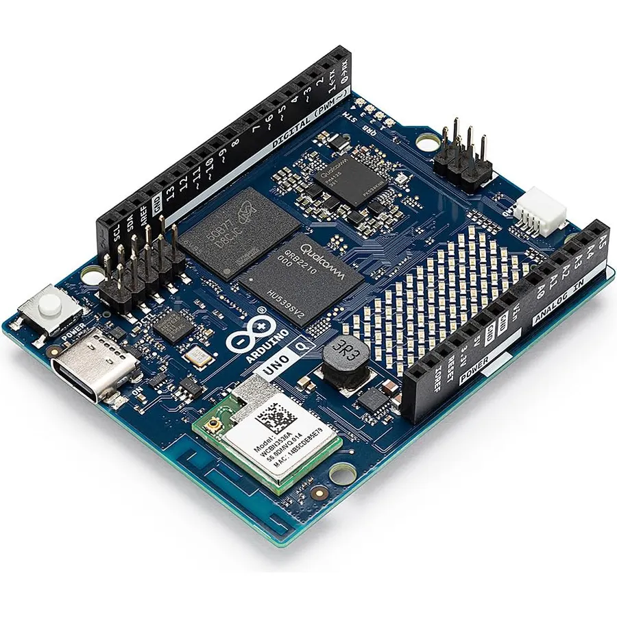 Arduino® UNO™ Q 2GB[ABX00162] - Hybrid Board, Qualcomm Dragonwing QRB2210 microprocessor (MPU) & STM32U585 Microcontroller(MCU), AI Vision, Voice, IoT, Robotics, Linux Debian OS, Wi-Fi 5, USB-C