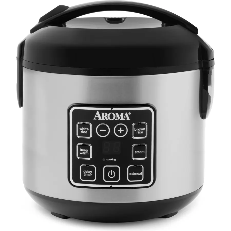 AROMA® 8-Cup (Cooked) / 2 Qt. Digital Rice & Grain Multicooker, Durable Nonstick Inner Pot, Oatmeal, Steam, White & Brown Rice, Keep Warm