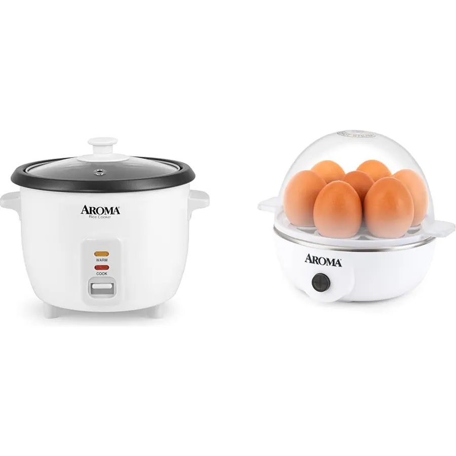 3 Cups Rice Cooker Small, Steamer Tray, Nonstick Inner Pot, 6-Cup Cooked