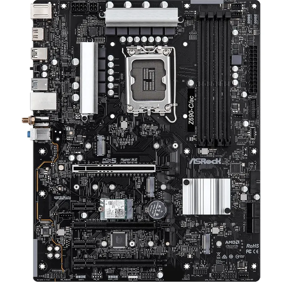 ASRock Z690-C/ac ATX Mohterboard, Intel 14th/13th/12th Gen, DDR4 5333+ (OC), PCIe 5.0, 9 Phase Dr.MOS, 802.11ac WiFi