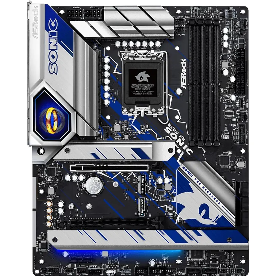 ASRock Z790 PG Sonic LGA1700 Motherboard, Intel 14th/13th/12th Gen Support, DDR5 7200+ OC, PCIe 5.0, Killer 2.5G LAN, Sonic Themed Design, 14+1+1 Power Phase