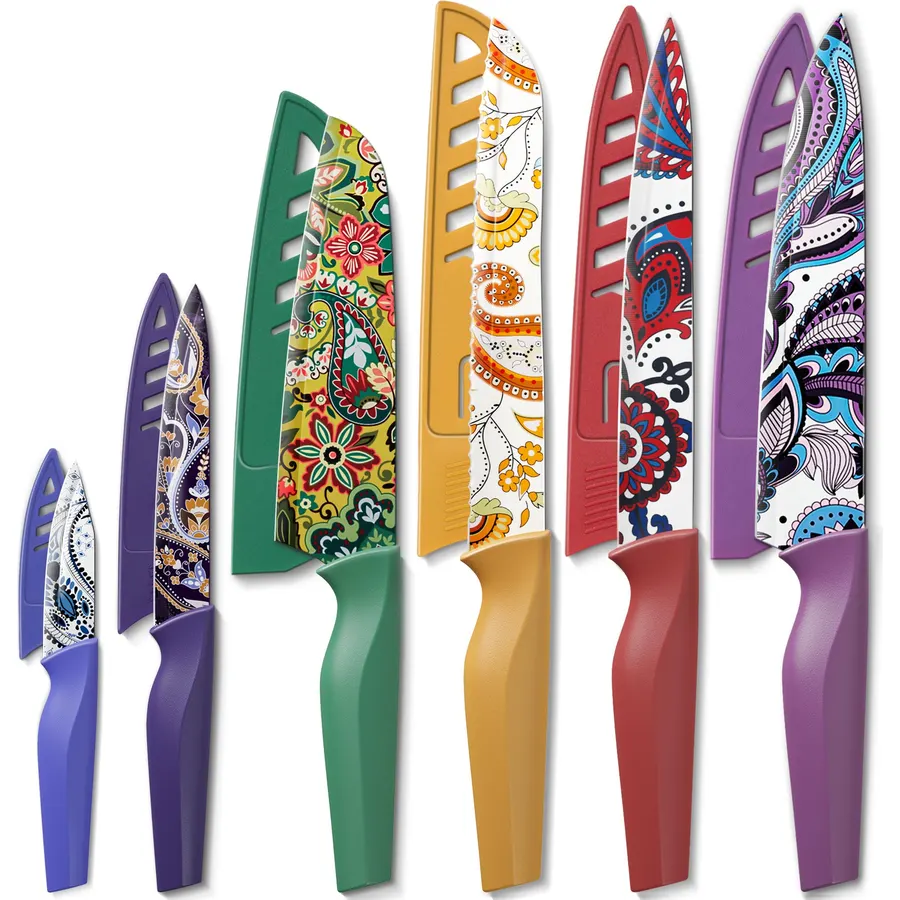 Astercook Paisley Pattern Knife Set with Cover