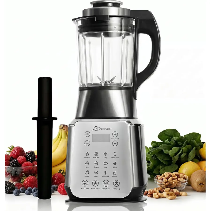 ASTRALSHIP 1500W Professional Glass Blender for Kitchen, Countertop High-Speed Smoothie Maker & Heating Nut Milk Machine - 14 Presets, 9 Speeds, BPA-Free Glass Jar for Hot Soups, Slushie