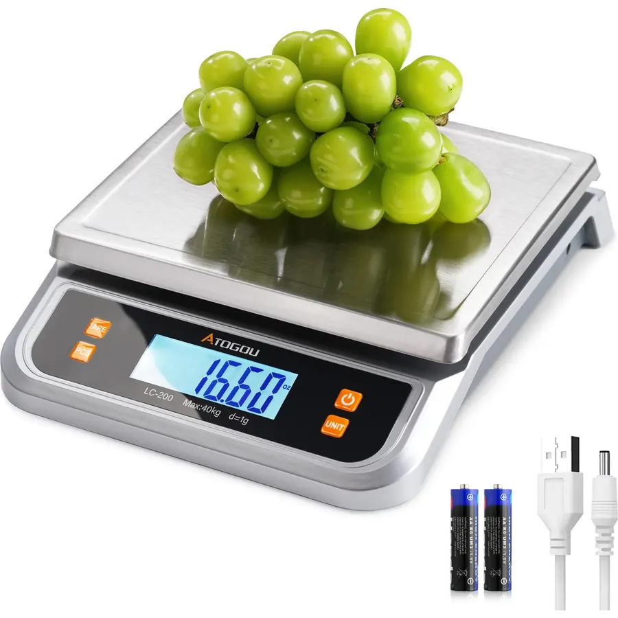 Atogou 88lb Food Scale, Commercial Kitchen Scale Plug-in Usable
