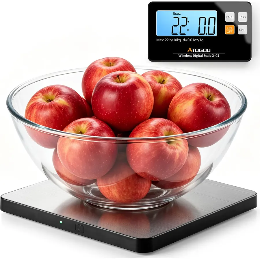 Atogou Wireless Kitchen Scale, 22lb/10kg Food Scale with Detachable Display