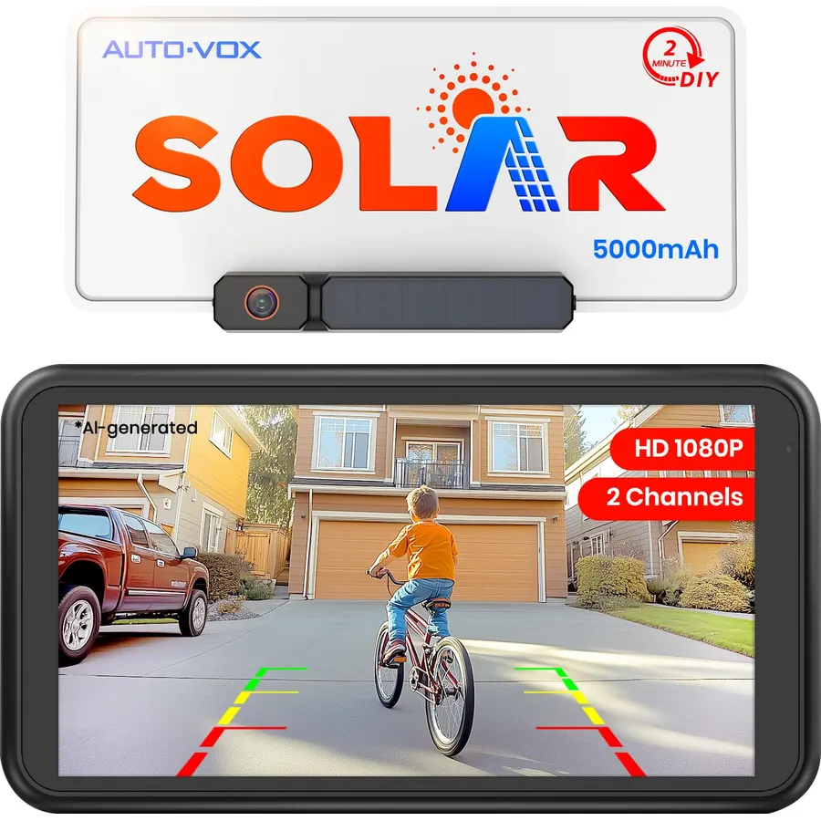 AUTO-VOX Solar Wireless Backup Camera: 5" 1080P Monitor, 2 Min Easy Install