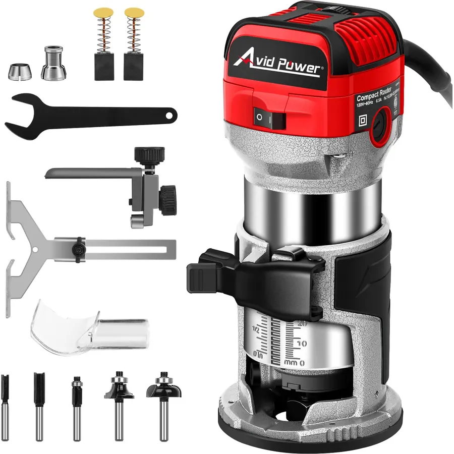 TEENO Router Tool, 1.25 HP 6.5 Amp Compact Wood Router Tool for Woodworking