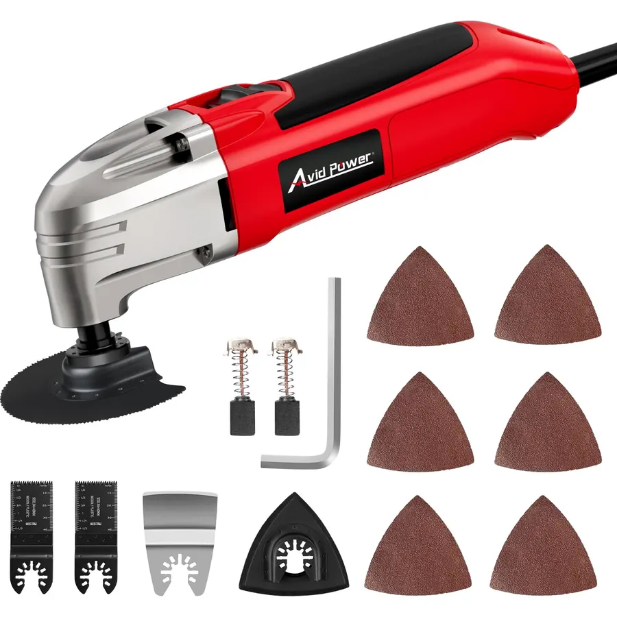 AVID POWER Oscillating Tool, 3.5-Amp Oscillating ool with 4.5° Oscillation Angle Bundle with 112Pcs Oscillating Saw BladesMulti T