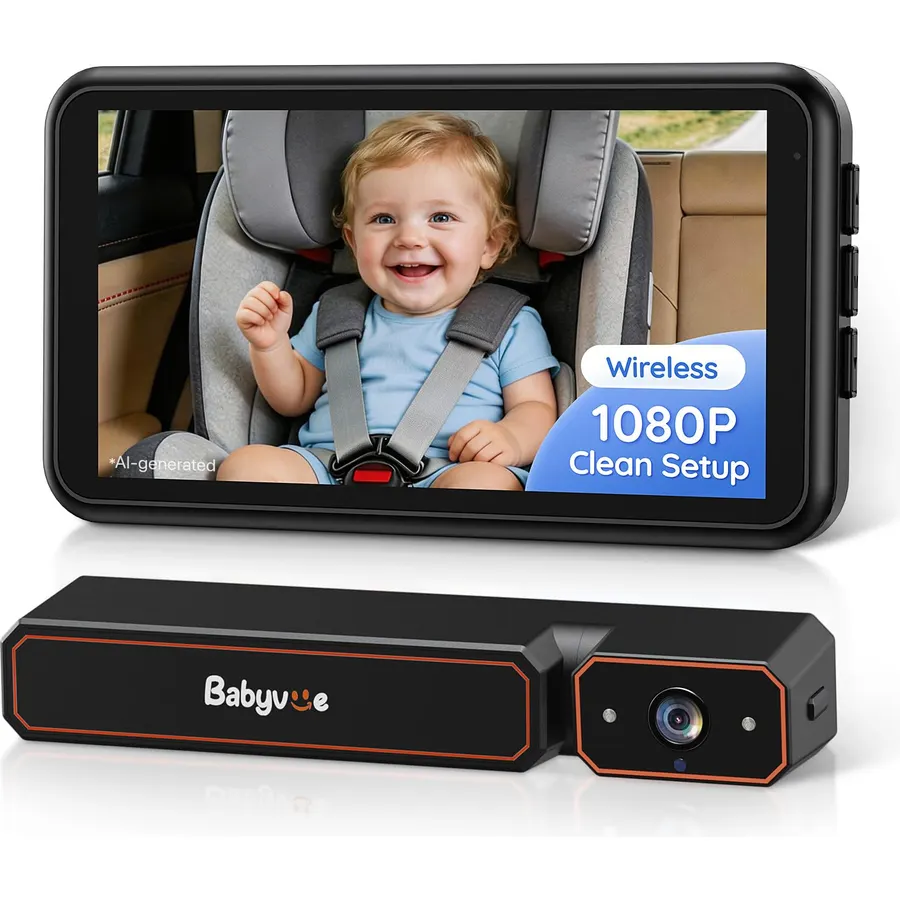 Babyvue BV6 Wireless Baby Car Camera, Baby Monitor with Self-Adhesive Mount