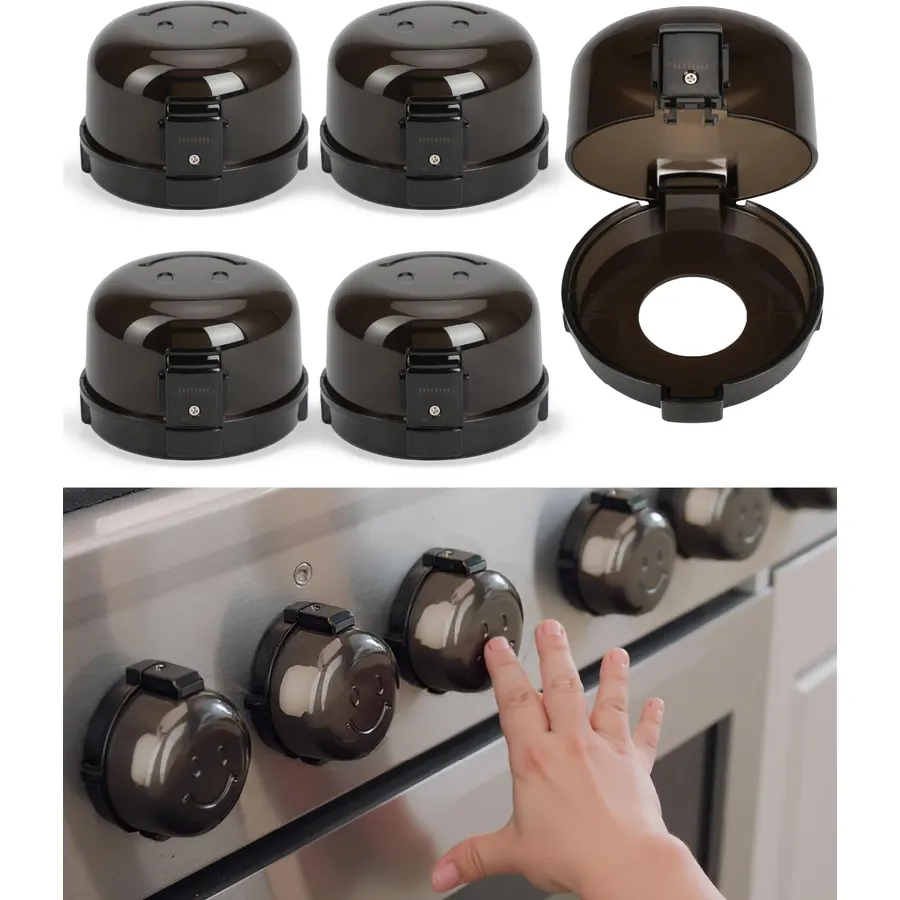 Bates- Stove Knob Safety Covers, 5 Pack Black Universal Size