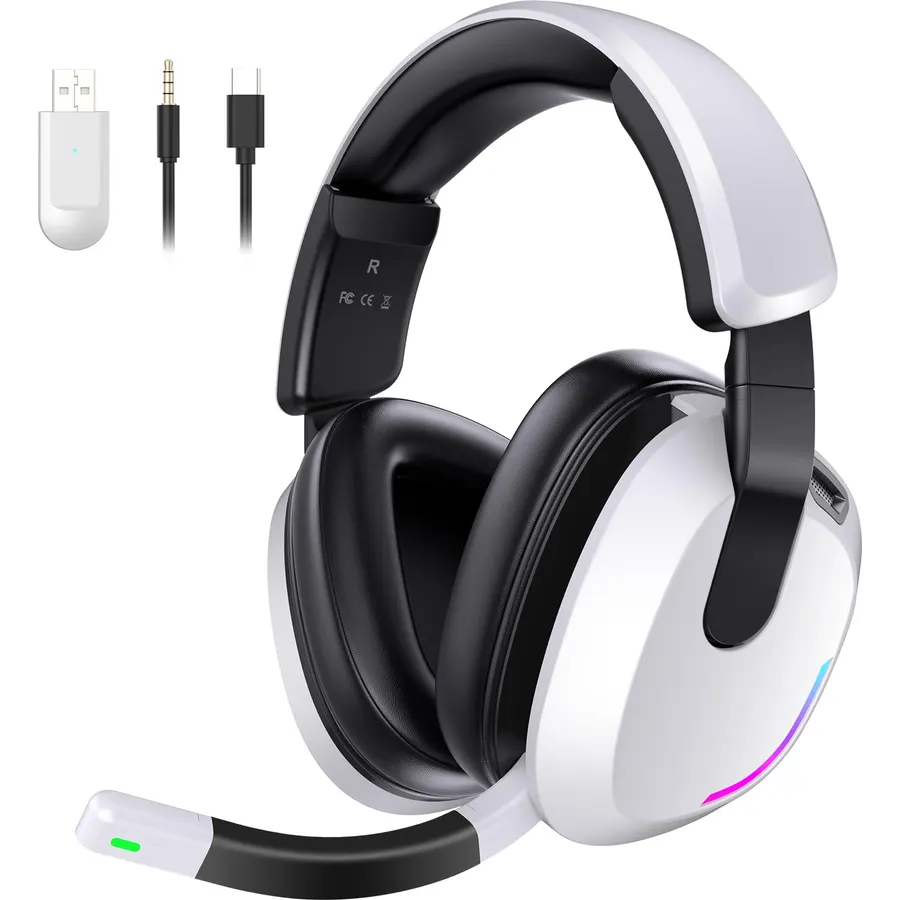 BENGOO 60H Wireless Gaming Headset with RGB Lights for PS5 PS4 PC
