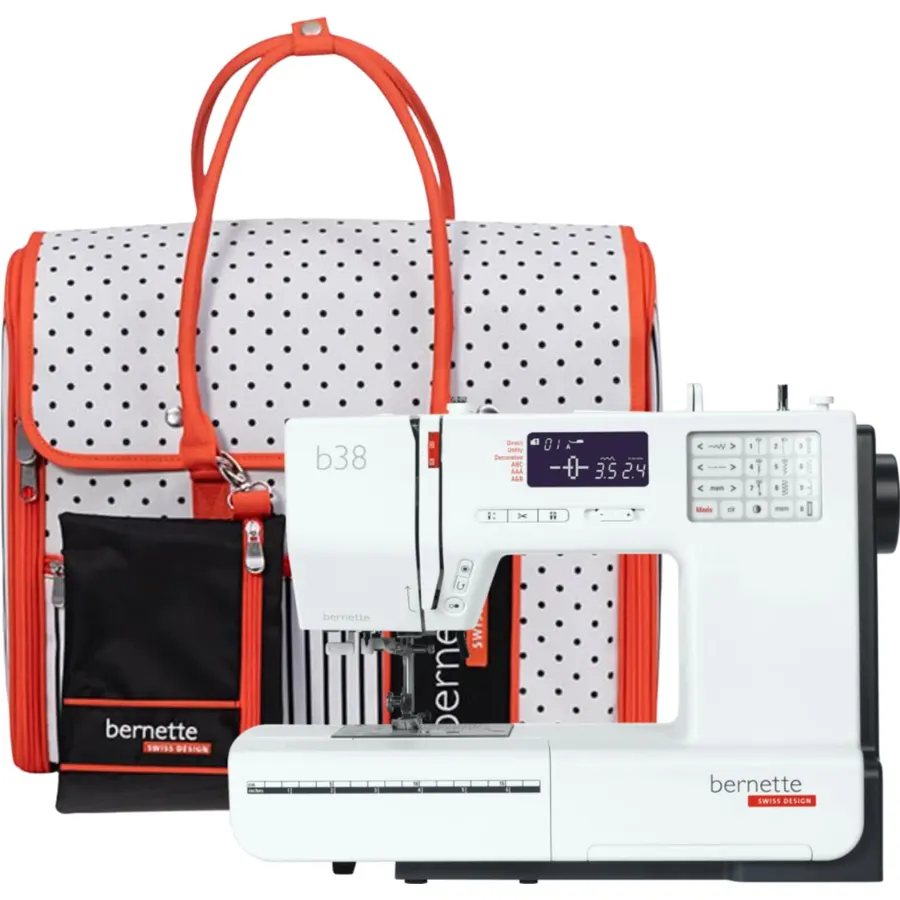 Bernette B38 Computerized Sewing Machine for Quilting & Embroidery with Free Tote Bag – Heavy-Duty, Portable with LCD Display for Seamless Stitching & Creative Sewing Projects