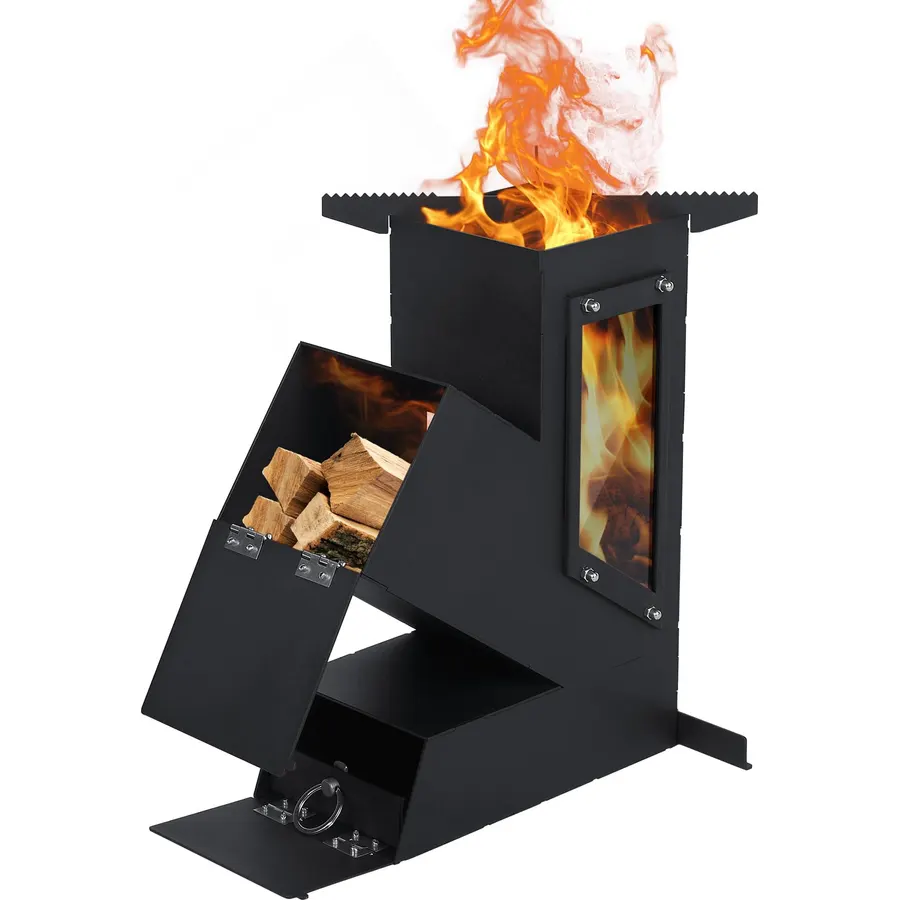 BESTFIRE Rocket Stove with Glass Window, Portable Wood Burning Stove