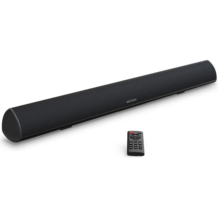 BESTISAN Soundbar, TV Sound Bar with Wired HDMI and Wireless Bluetooth 5.0 Home Theater System (28 Inch, Enhanced Bass Technology, 3-Inch Drivers, Bass Adjustable, Wall Mountable, DSP)
