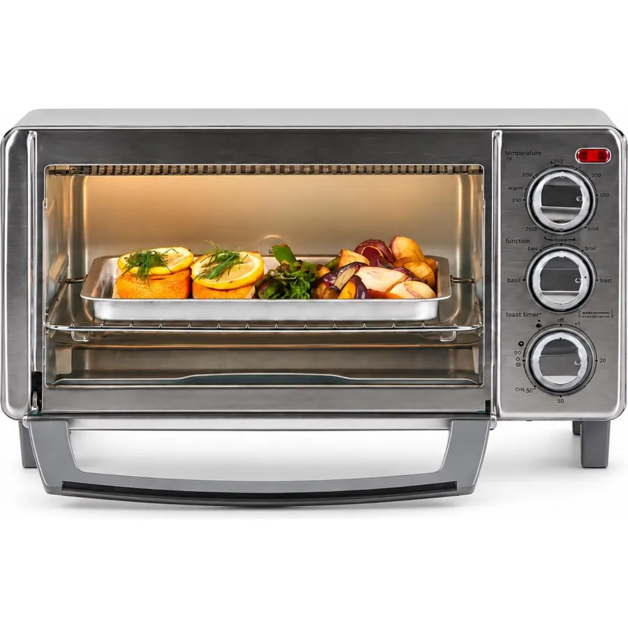 BLACK+DECKER 4-Slice Toaster Oven with Natural Convection, Stainless Steel, TO1760SS (TO1760SST-1)