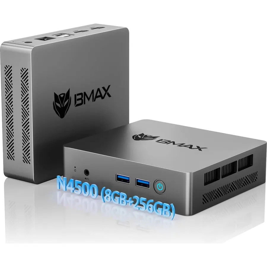 Bmax Mini PC Computers Intel N4500 Max 2.8GHz, Small Desktop Computer 8GB DDR4 RAM 256GB M.2 SSD Expansion 4TB, Budget Micro Compact PCs Dual 4K HDMI, WiFi5 BT5.0 Prebuilt OS-Home Office Gaming B3 Pro