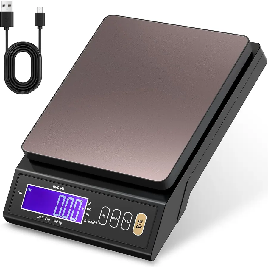 Bonvoisin Baking Scale 0.1 Gram Accuracy Digital Scale for Kitchen, Candle, Soap and Sourdough Bread Making, with Percentage Weighing Function, Weigh in Grams, Pounds and Ounces (10 lb)