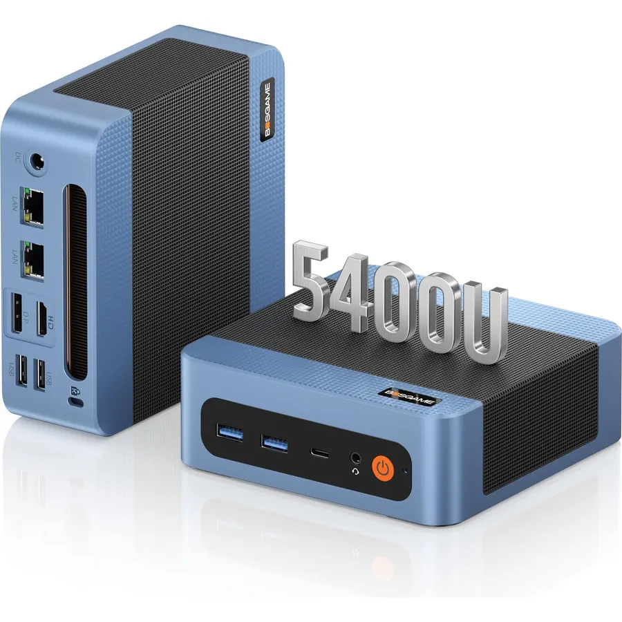 BOSGAME E5 Plus Mini PC Ryzen 5400U, 8GB Upgradable RAM 256GB SATA SSD