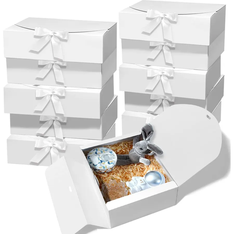 BoShahai 10 PCS White Gift Boxes with Lids 10.6x7.8x3.1 Inch Proposal box