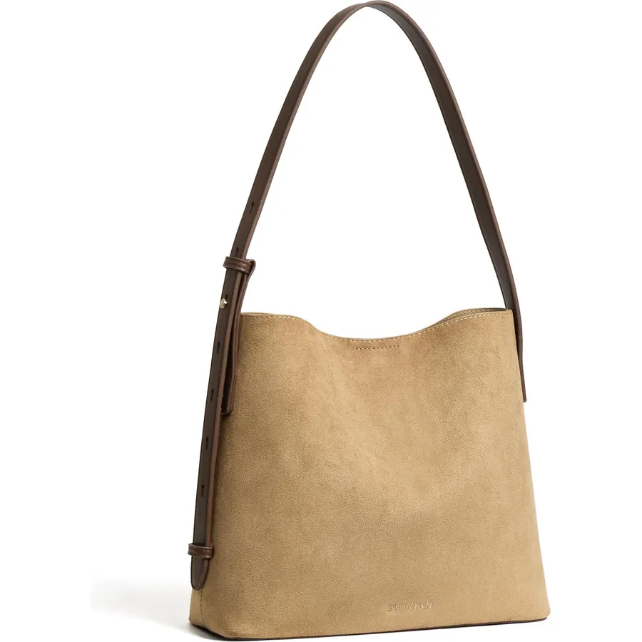 BOSTANTEN Suede Bucket Bag for Women, Hobo Purse with Adjustable Strap