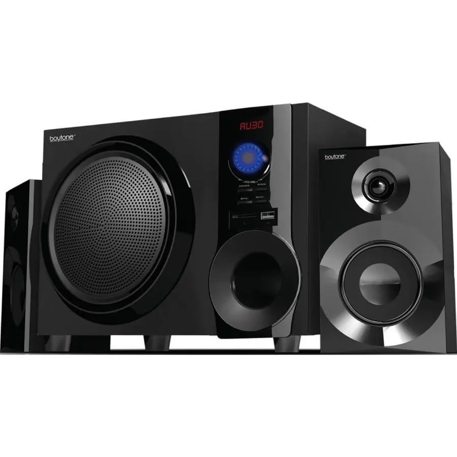 Boytone BT-210FB Wireless Bluetooth Stereo Audio Speaker with Powerful Sound, Bass System, Excellent Clear Sound & FM Radio, Remote Control, Aux-In Port, USB/SD/for Phone's, Laptops, Black, 30 W