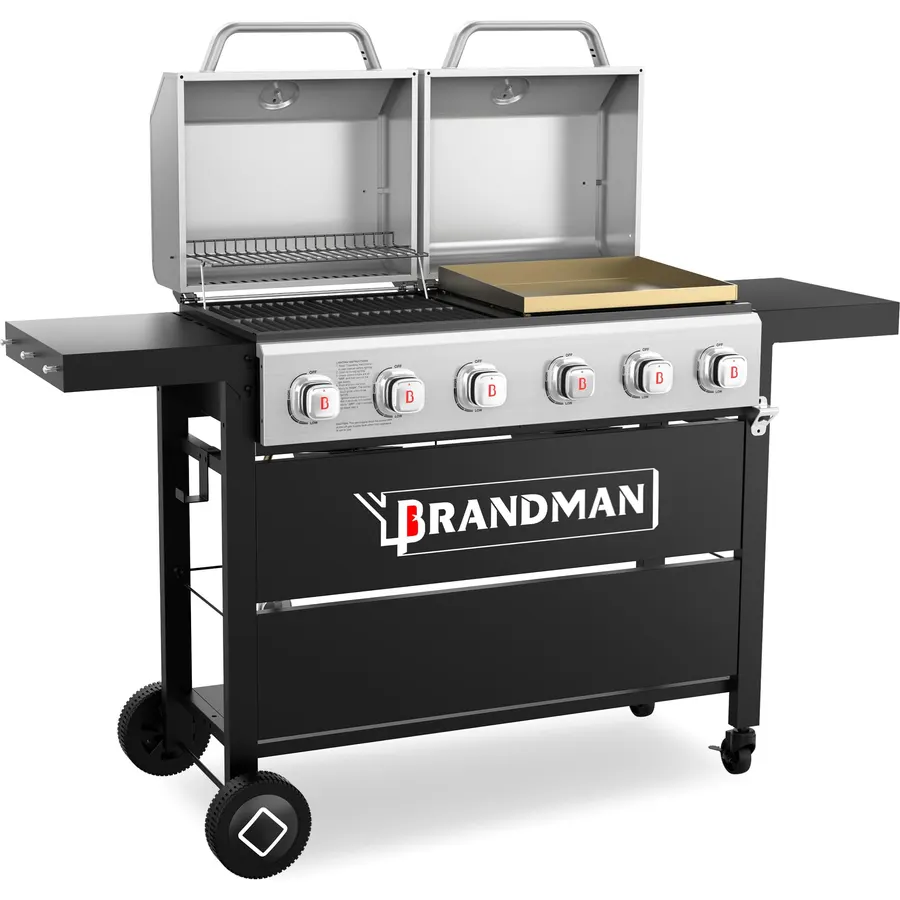 2 in 1 Griddle Grill Combo Small Propane Grill for Outdoor BBQ