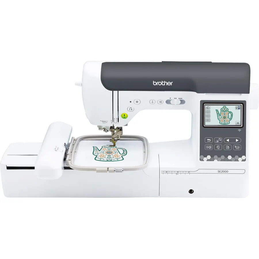 Brother SE700 Sewing and Embroidery Machine, Wireless LAN Connected, 135 Built-in Designs, Computerized, 4" x 4" Hoop Area, 5-Foot Embellishment Pack, Premium Embroidery Thread 6 Spools