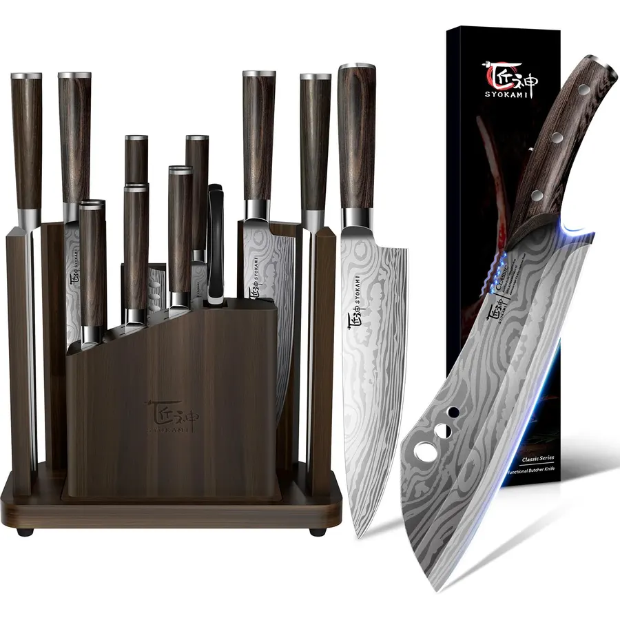 10-Piece Kitchen Knife Set with Metal Block, Black