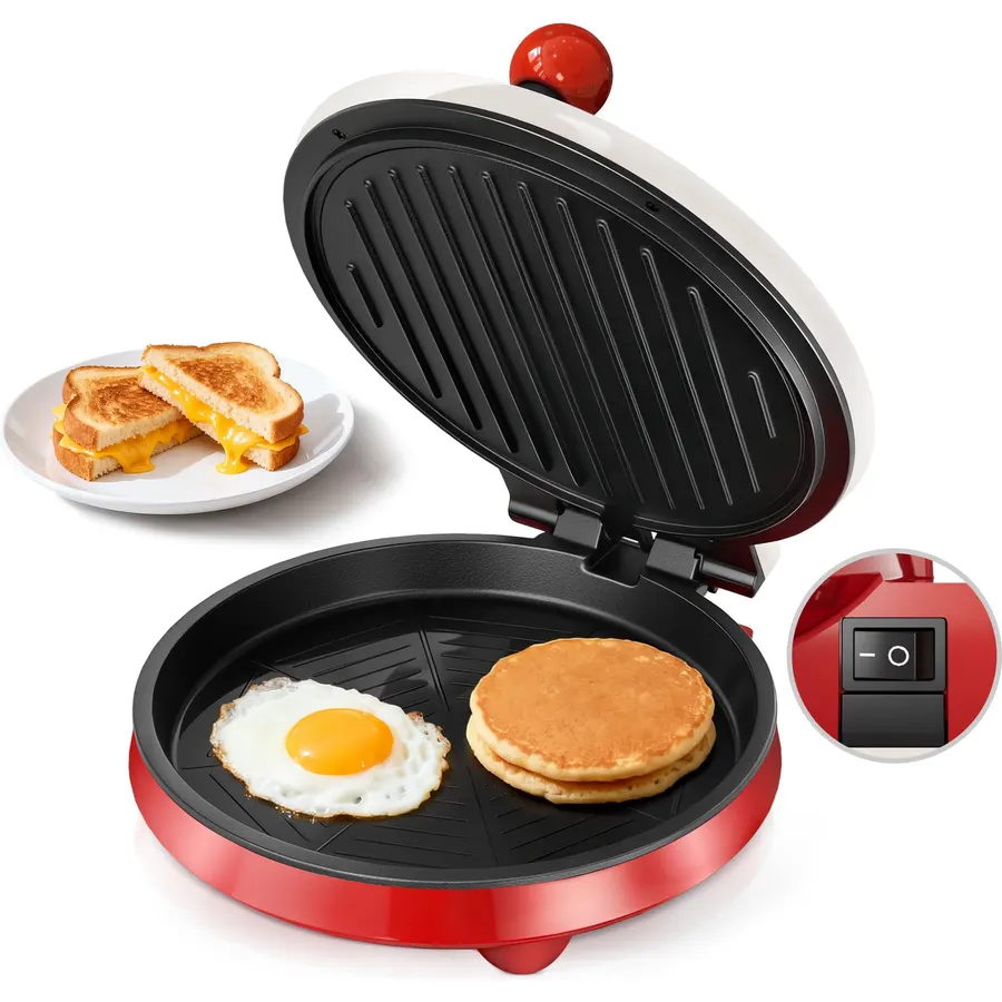 CACHOO 3-in1 Electric Griddle Nonstick & Sandwich Maker with On/Off Switch