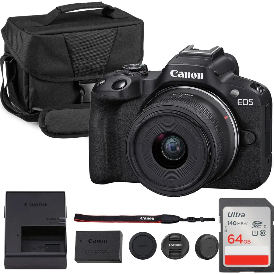 Canon EOS R100 Mirrorless Camera with 18-45mm & 75-300mm Double Lens Bundle