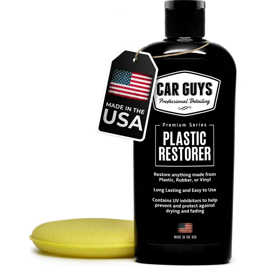 CarGuys Plastic Restorer | Bring Plastic, Rubber, and Vinyl Back to Life! | User-Friendly Trim Restorer | Safe Auto Detailing Supplies | 8 Oz Kit with Foam Applicator
