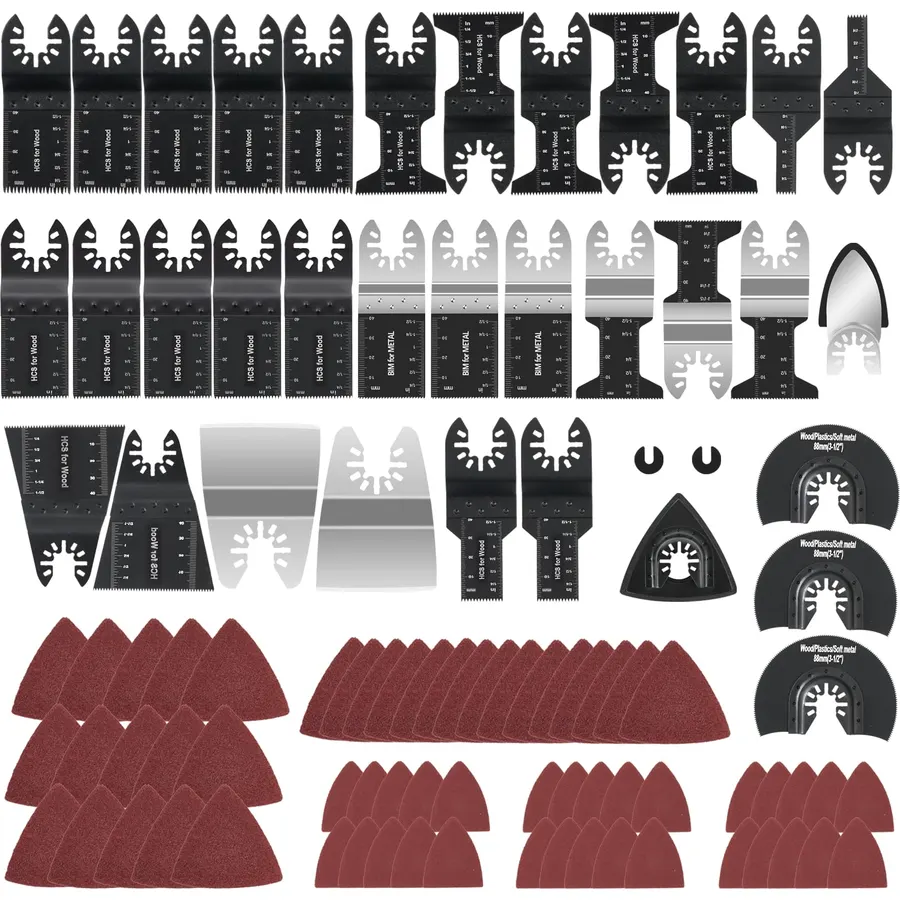 CaRoller 96Pack Oscillating Tool Blades, Multitool Kit for Wood,