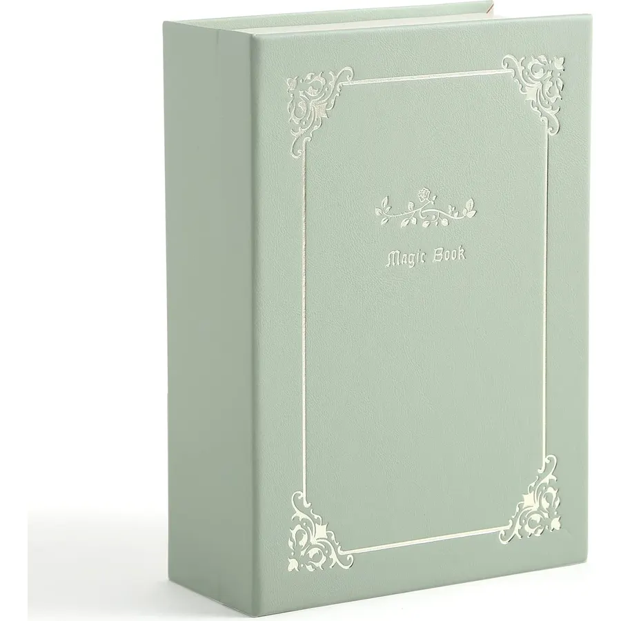 CASEGRACE Jewelry Box Organizer PU Leather Diary Jewelry Box Magic Book Design for Earrings Bracelet Necklace Rings Storage for Women Girls, Green