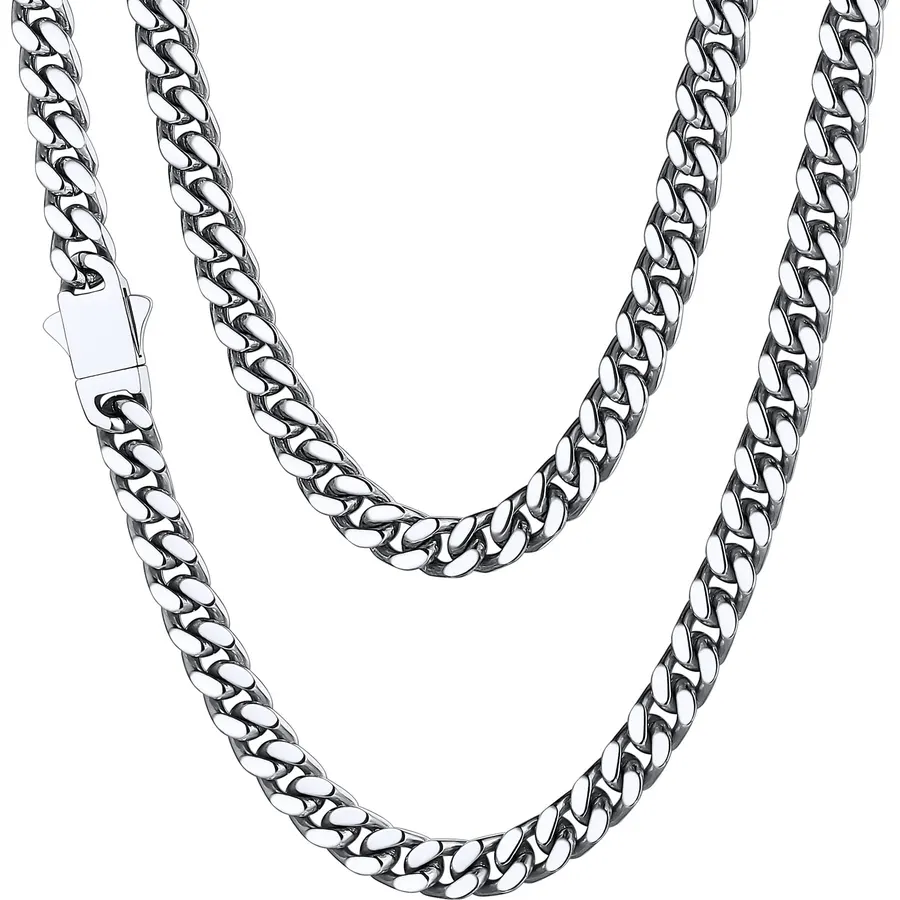 ChainsHouse Cuban Link Chain for Men, Stainless Steel Waterproof Necklace