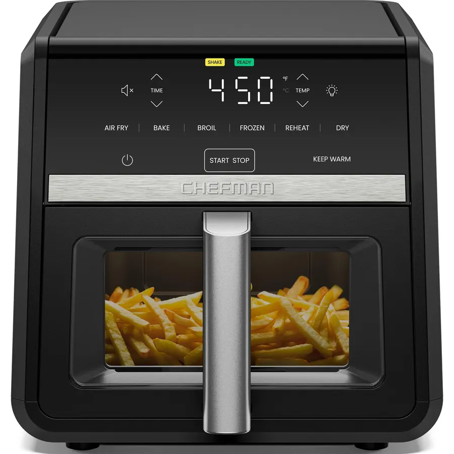 Chefman Air Fryer 9 Qt | TurboFry 7-in-1 High-Powered 450°F Cooking for Crispier and Even Results | XL Basket with Viewing Window | Air Fry, Bake, Broil, Reheat, Dehydrate, Defrost, Keep Warm