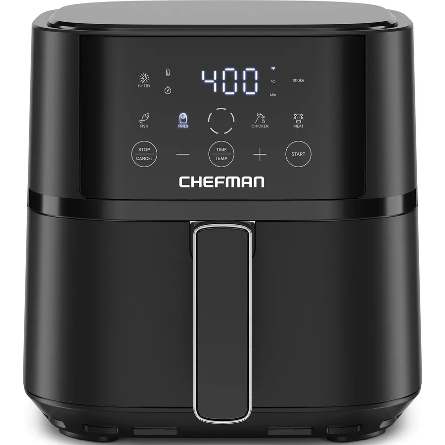 Chefman Air Fryer – 4 QT Compact Airfryer for Quick & Easy Meals in Minutes, Features Hi-Fry Technology for Extra Crisp, Touchscreen Controls with 4 Presets, Nonstick & Dishwasher Safe Basket - Black