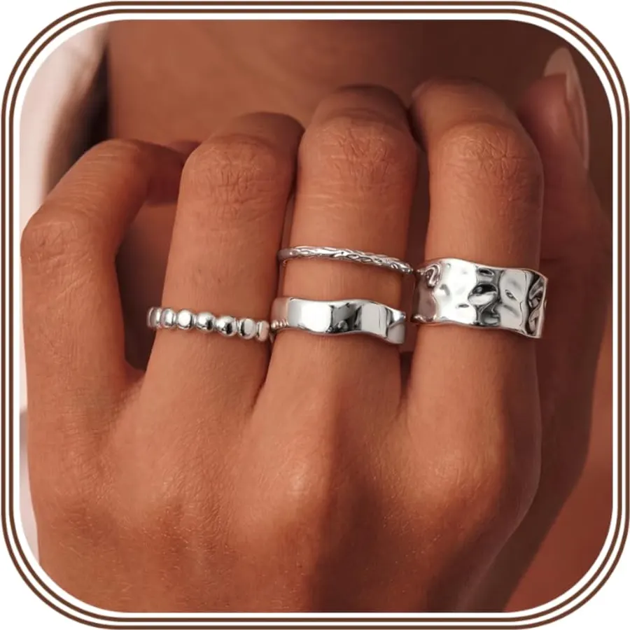 PAVOI 14K Gold Plated Eternity Ring for Women, Stackable Love Wedding Band