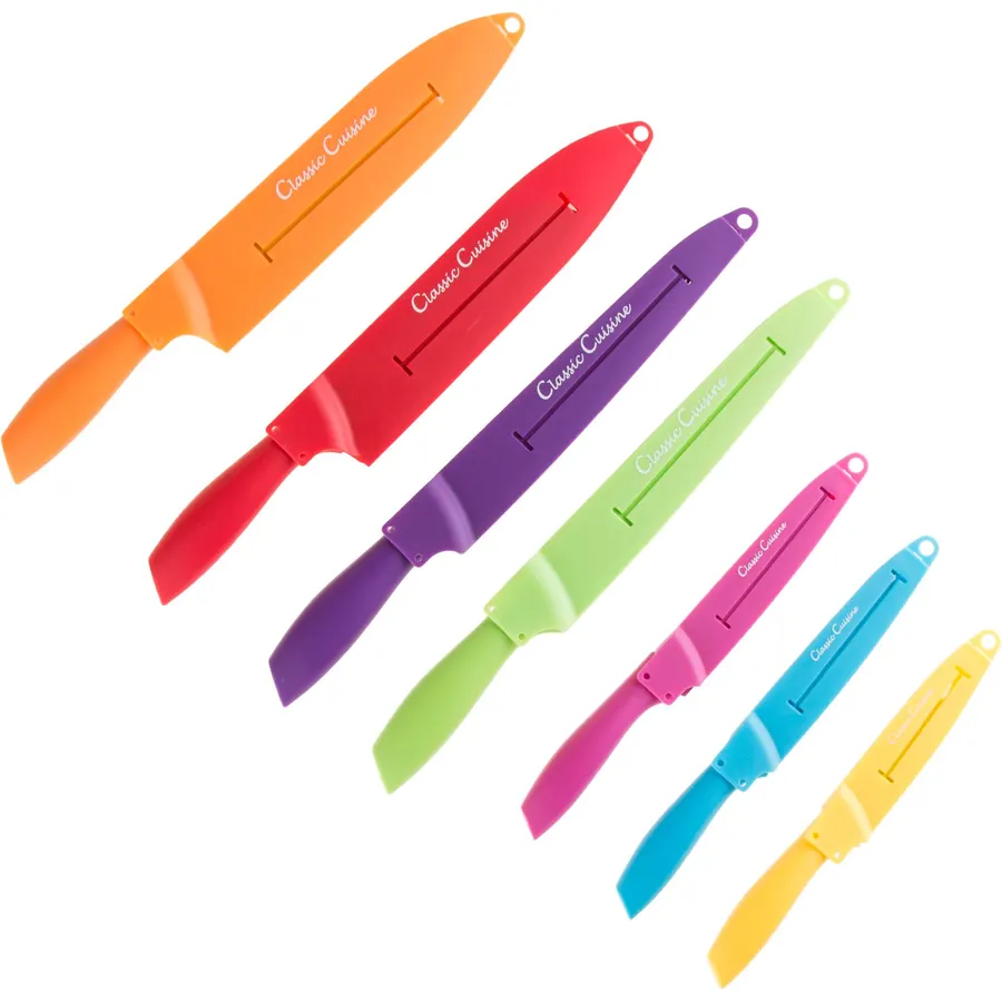 Classic Cuisine 14 Pc Colored Knife Set with Sheaths-Pro Grade, Assorted