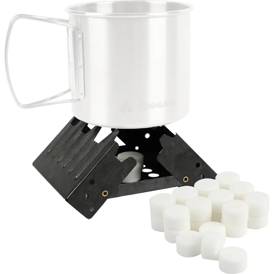Coghlan's Emergency Stove - Lightweight, Portable Camping Stove for Backpacking, Survival, and Outdoor Cooking - Foldable Design with 24 Fuel Tablets Included (Compact for Travel and Storage)