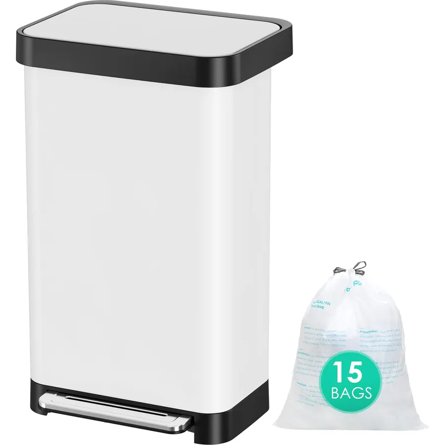 ComfyCorner 13.2 Gal Kitchen Trash Can with Bags, Step-on Pedal Bin
