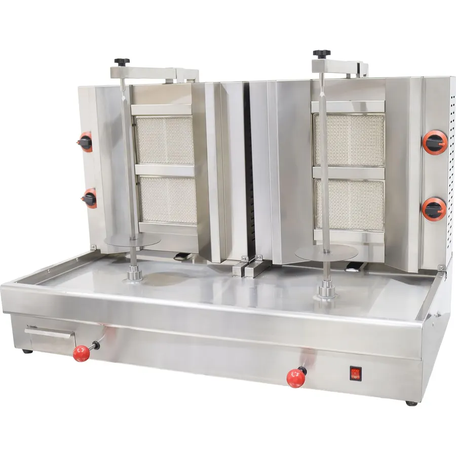 Commercial Gas Shawarma Grill Machine 2800Pa 2-Station Auto-rotate