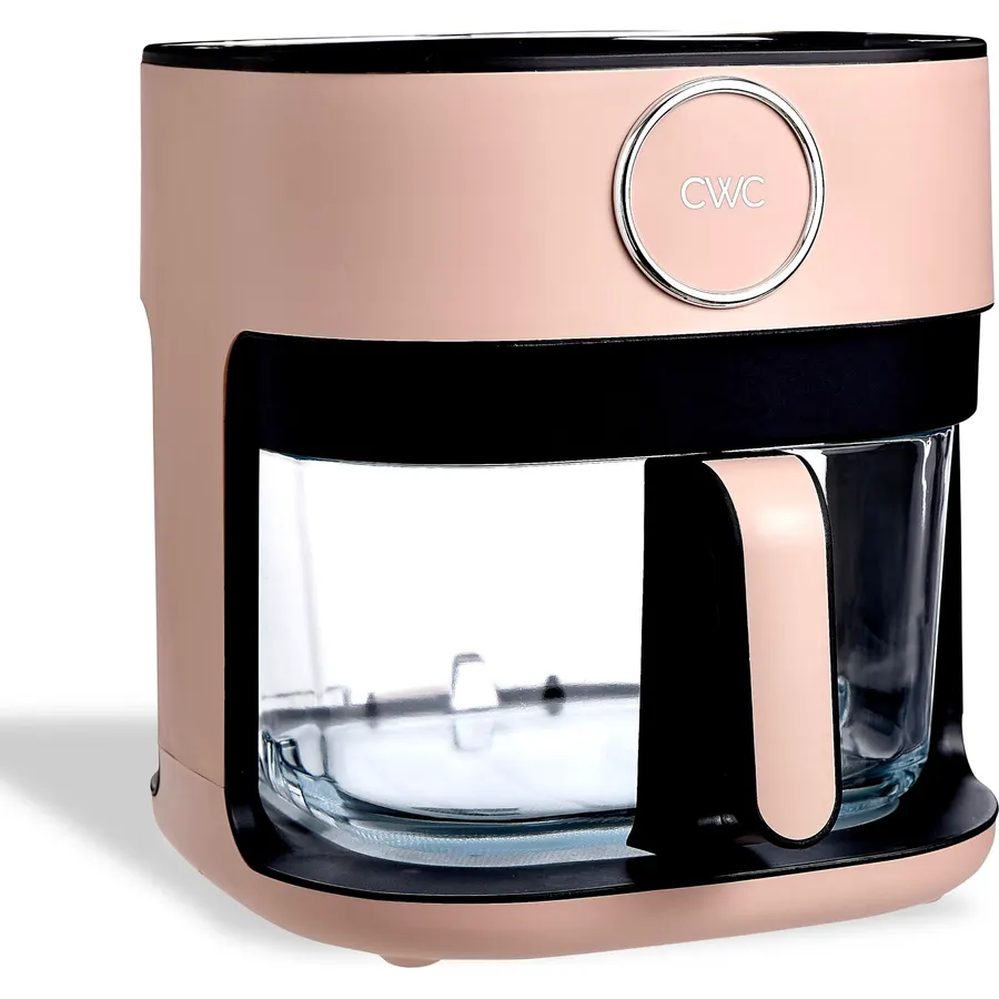 COOK WITH COLOR 1400W 5.5Qt Digital Kitchen Air Fryer with Glass Basket, 8 Presets Healthy Cooking Options, Bake, Fry, Reheat, 60-Min Timer, Adjustable Temperature Control 175°F–400°F, Blush