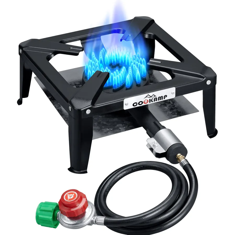 COOKAMP Portable Camp Stove Propane, Outdoor Gas Burner with Cast Iron Burner & Steel Construction, Ideal for Wok, Gas Grill & Outdoor Cooking.SA1220