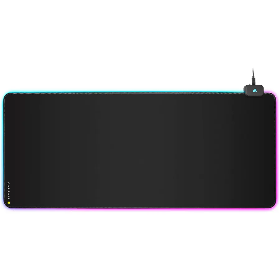 Corsair MM700 RGB Extended Cloth Gaming Mouse Pad - 36.6" x 15.8" - 360° RGB Lighting - Two USB Port Hub - Thick Rubber - Black