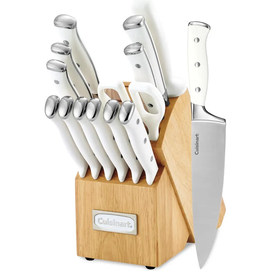 WIZEKA Kitchen Knife Set, 15 Piece Knife Block Set with Sharpener