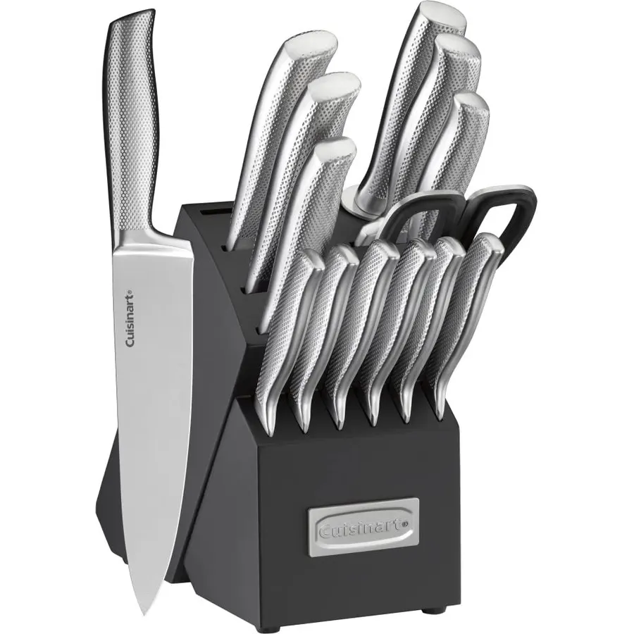 Cuisinart C77SS-15PG 15pc German Stainless Steel Hollow Handle Cutlery Block Set