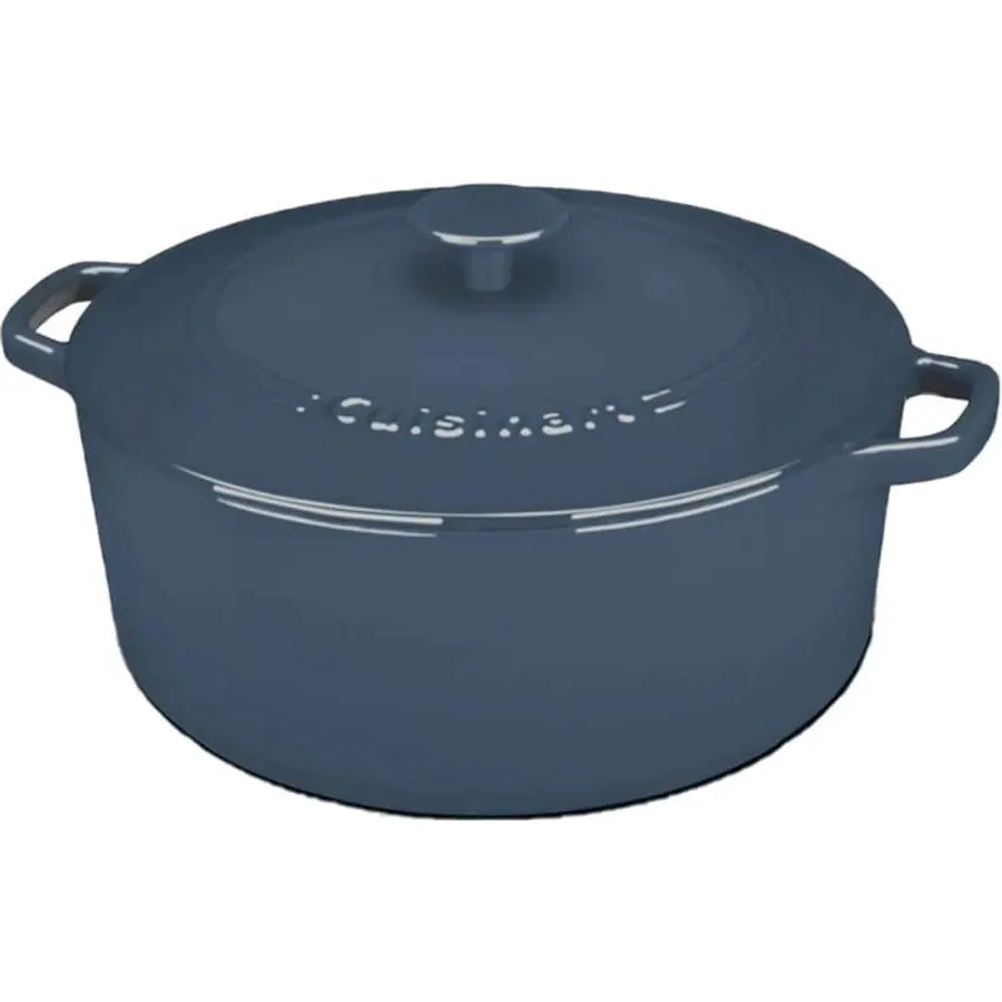 Cuisinart Chef's Classic Enameled Cast Iron Dutch Oven with Lid, Porcelain Enameled Interior, Oven Safe, Induction Compatible, 7-Quart, Round, Provencial Blue