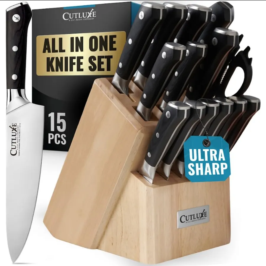 25-Piece Knife Set, German Steel, Durable and Dishwasher Safe, Ergonomic Handle Knife Block set with Built-in Sharpener & Magnetic Knife Holder Block